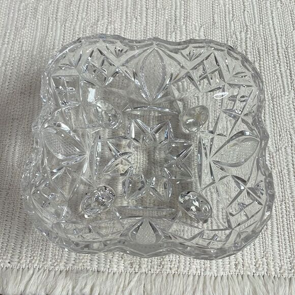 Vintage Etched Glass Candy Dish , 5” Wide, Clear - Picture 1 of 5